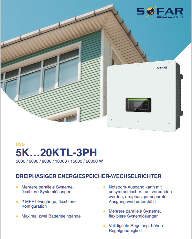Solar storage HV-Longlife 250 V, 1 x 31.0 kWh system + 1 x Sofasolar HYD 20KTL-3PH incl. EMS, commercial storage, battery storage