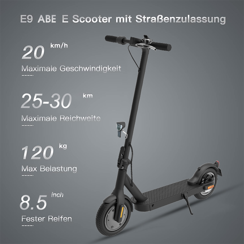 E-Scooter Elektroroller E9ABE 8,5" 350W ABE, mit Straßenzulassung 20kmh 20-30km Reichweite