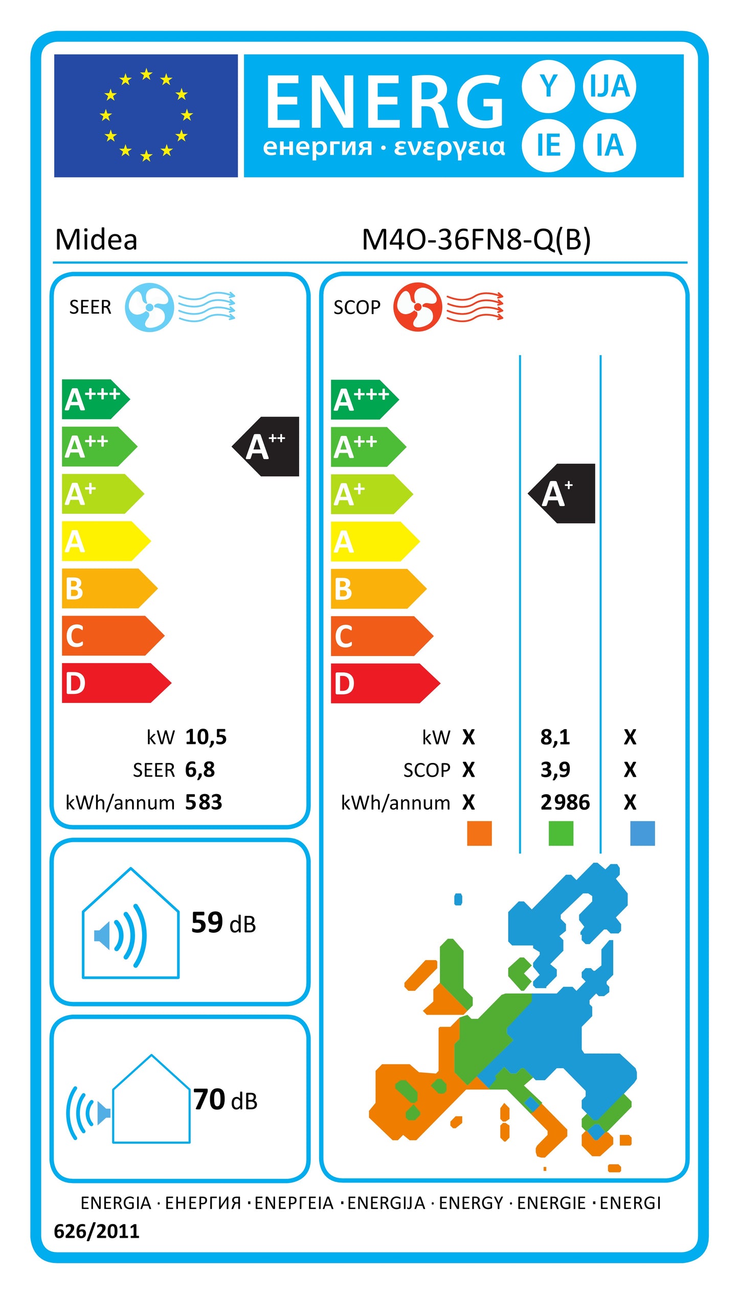 Midea Multisplit-Inverter Außengerät M4O-36FN8-Q 10,55 kW für 1-4 Innengeräte