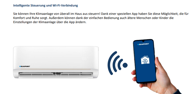 Blaupunkt Premium Klimaanlage AC3.5S1R32 R32 Wifi Split 3,5kW A+++/A+++