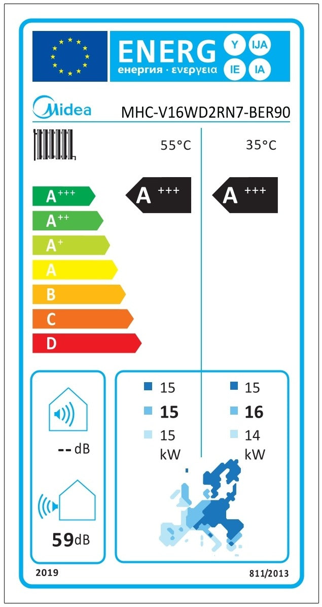 Midea 16kW Wärmepumpe M-Thermal Nature Mono MHC-V16WD2RN7-BER90 Monoblock R290
