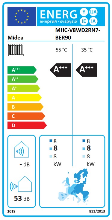 Midea 8kW Wärmepumpe M-Thermal Nature Mono MHC-V8WD2RN7-BER90 Monoblock R290