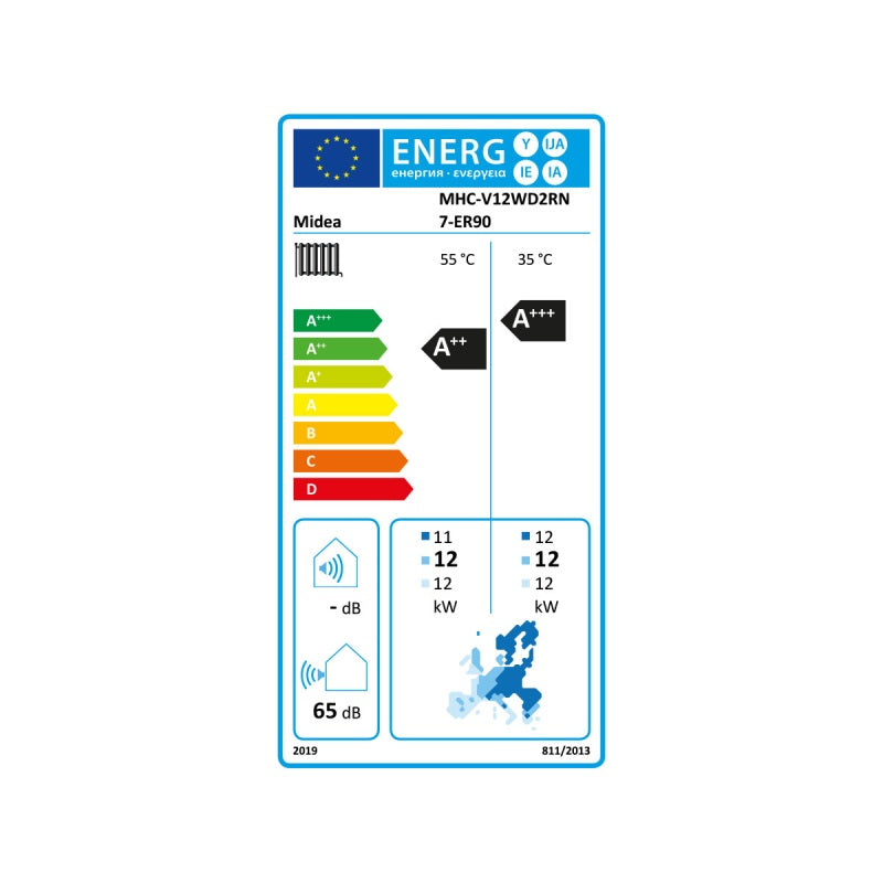 Midea MHC-V12WD2RN7-ER90 12kW Monoblock Air Water Heat Pump R290 3-Ph-400V A+++/A++