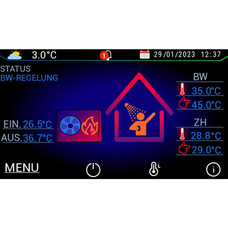 Sunex heat pump 13kW NEXUS M13 EVI R32 monoblock optional control module Insyg Cloud + hydraulic module Hydra Box
