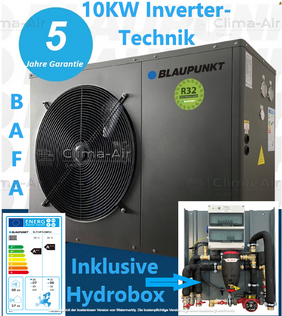 Blaupunkt Monoblock Wärmepumpe Luft/-Wasser 10 kW BLP10P3V2MR32 Wifi inkl. Hydrobox BAFA