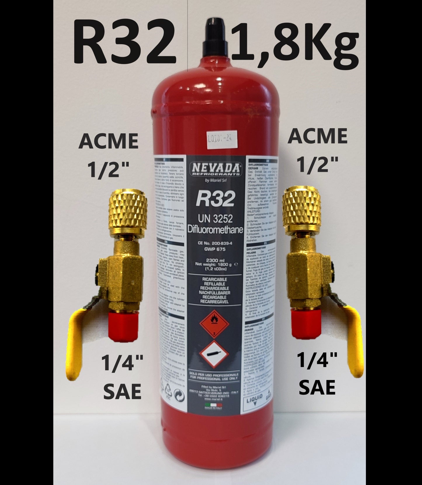 Refrigerant R32 2.3L 1800g for air conditioning and heat pump