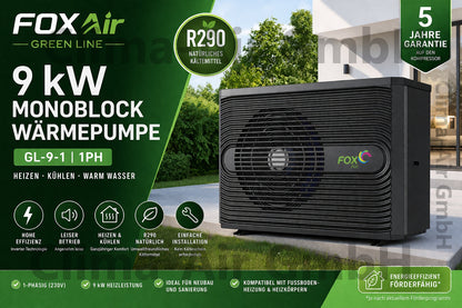 Monoblock Wärmepumpe FoxAir Green Line 9 kW R290 1PH GL-9-1 | Heizen & Kühlen | Neu