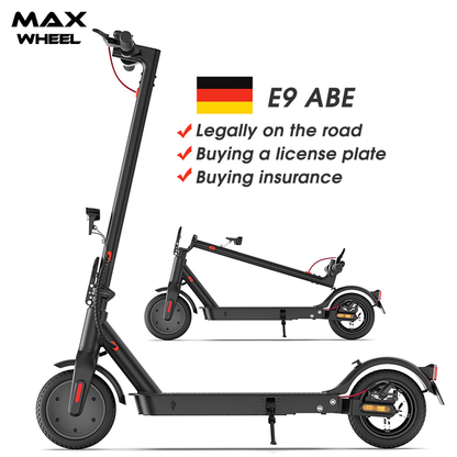 E-Scooter electric scooter E9ABE 8.5" 350W ABE, with road approval 20kmh 20-30km range