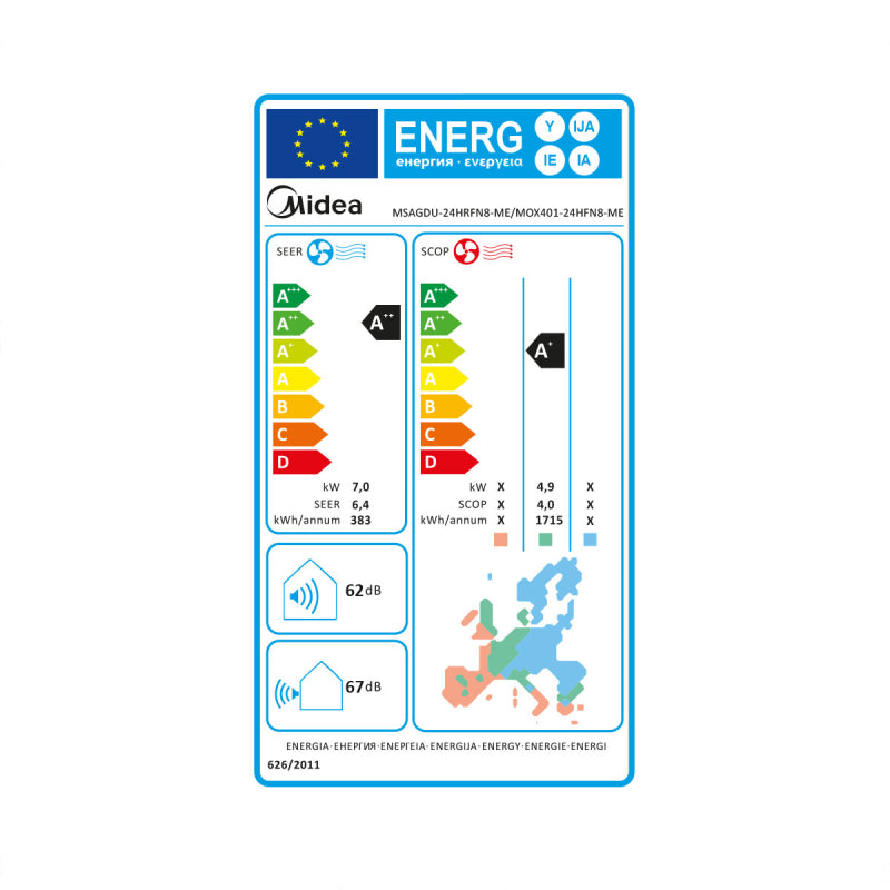 Klimaanlage Midea Xtreme Save Pro Single Split SET 7kW MSAGDU-24HRFN8-ME R32
