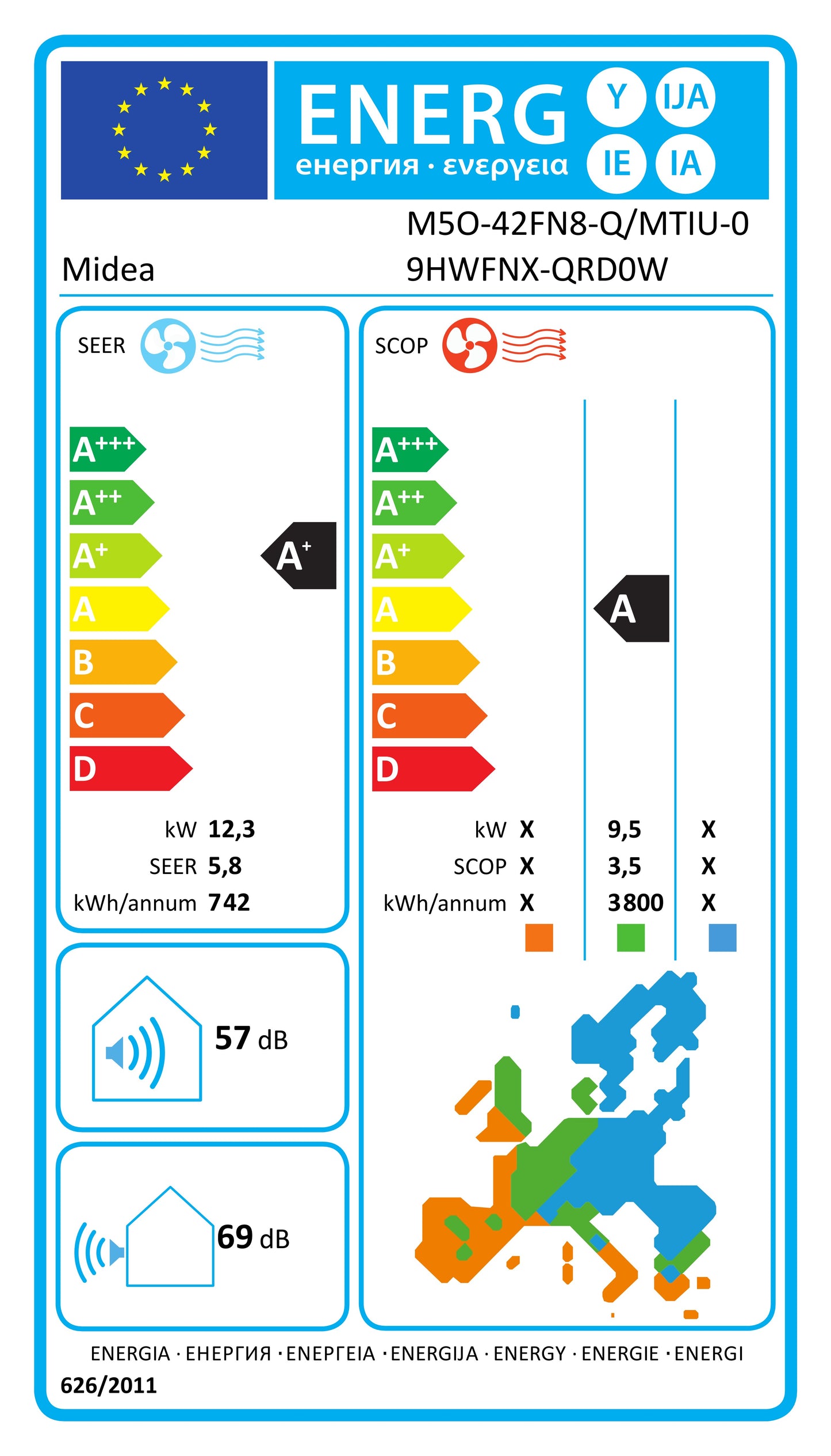 Midea Multisplit-Inverter Außengerät M5O-42FN8-Q 12,3 kW für 1-5 Innengeräte