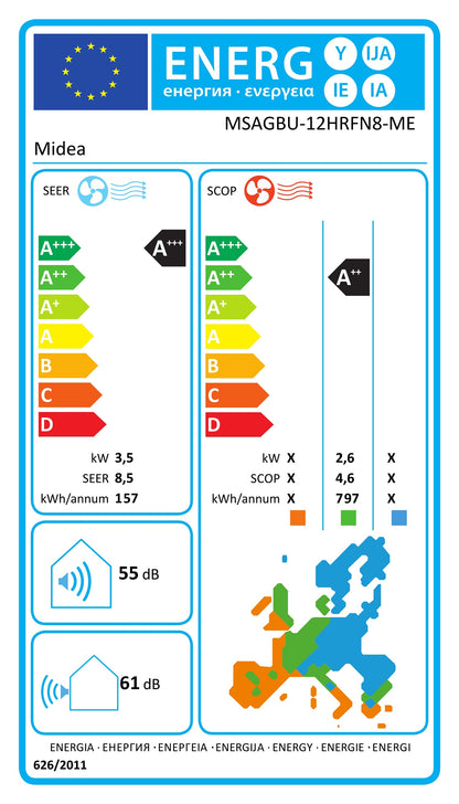 Midea Air Conditioner Wall Unit Xtreme Save Pro 3.5 kW MSAGBU-12HRFN8-ME WiFi 