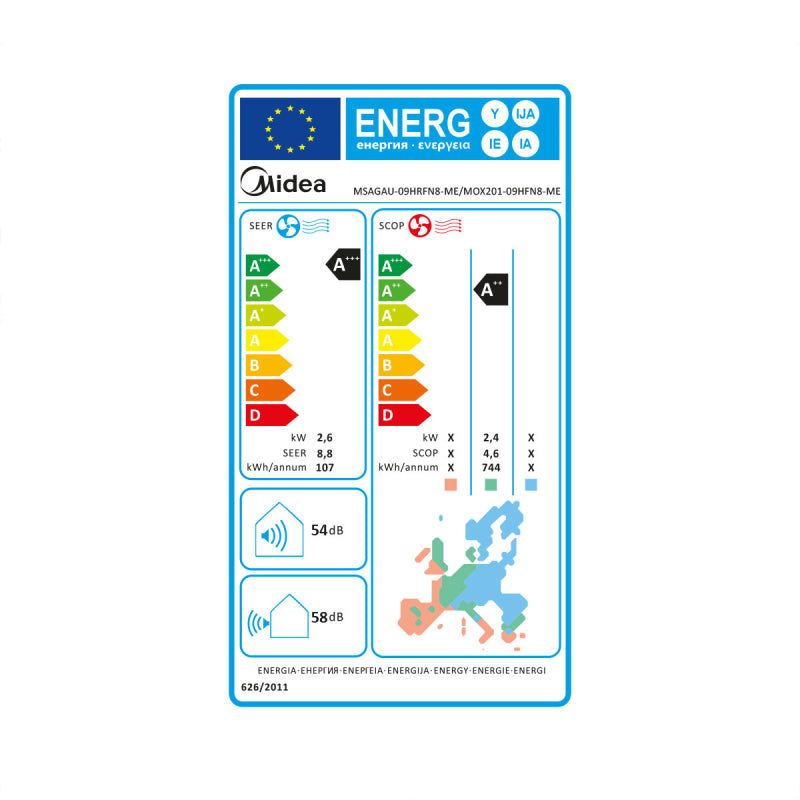 Air Conditioner Midea Xtreme Save Pro Single Split Set 2.6kW MSAGAU-09HRFN8-ME R32