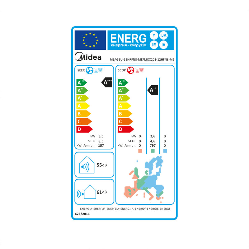 Klimaanlage Midea Xtreme Save Pro Single Split 3,5kW MSAGBU-12HRFN8-ME R32
