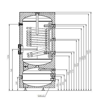 Kombispeicher SUNEX FISH S24 210/60 X - Warmwasserspeicher 210l und Pufferspeicher 60l mit Wärmetauscher