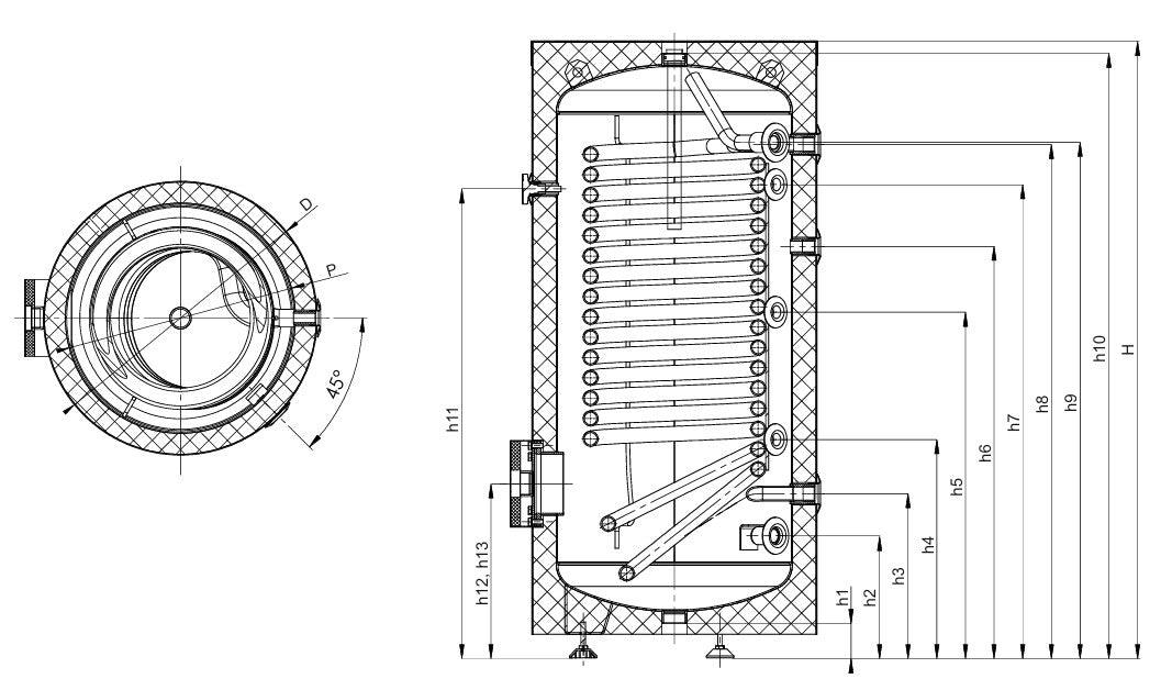 Warmwasserspeicher SUNEX  FISH S15 X 200 bis 500 Liter | Hochleistungs Wärmetauscher mit großer Heizfläche
