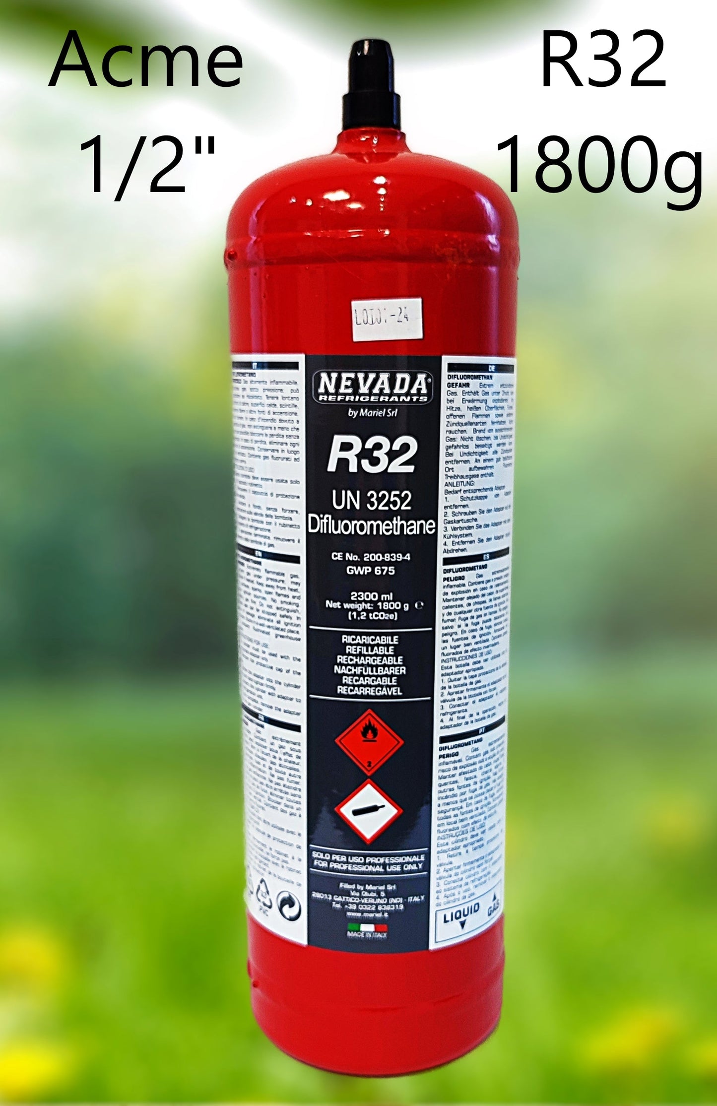 Kältemittel R32 2,3L 1800g mit oder ohne Ventil, für Klimaanlage und Wärmepumpe