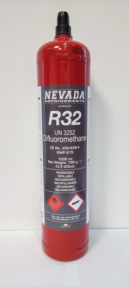 Refrigerant R32 1L 780g with or without valve, for air conditioning and heat pump