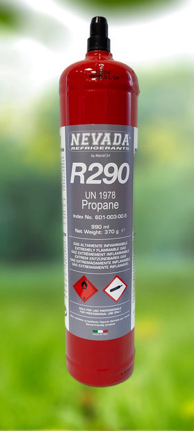 Refrigerant R290 Propane 990ml 370g Valve optional, for air conditioning &amp; heat pump