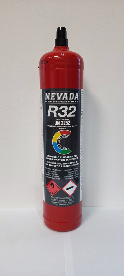 Refrigerant R32 780g with filling hose &amp; pressure gauge, for air conditioning &amp; heat pump