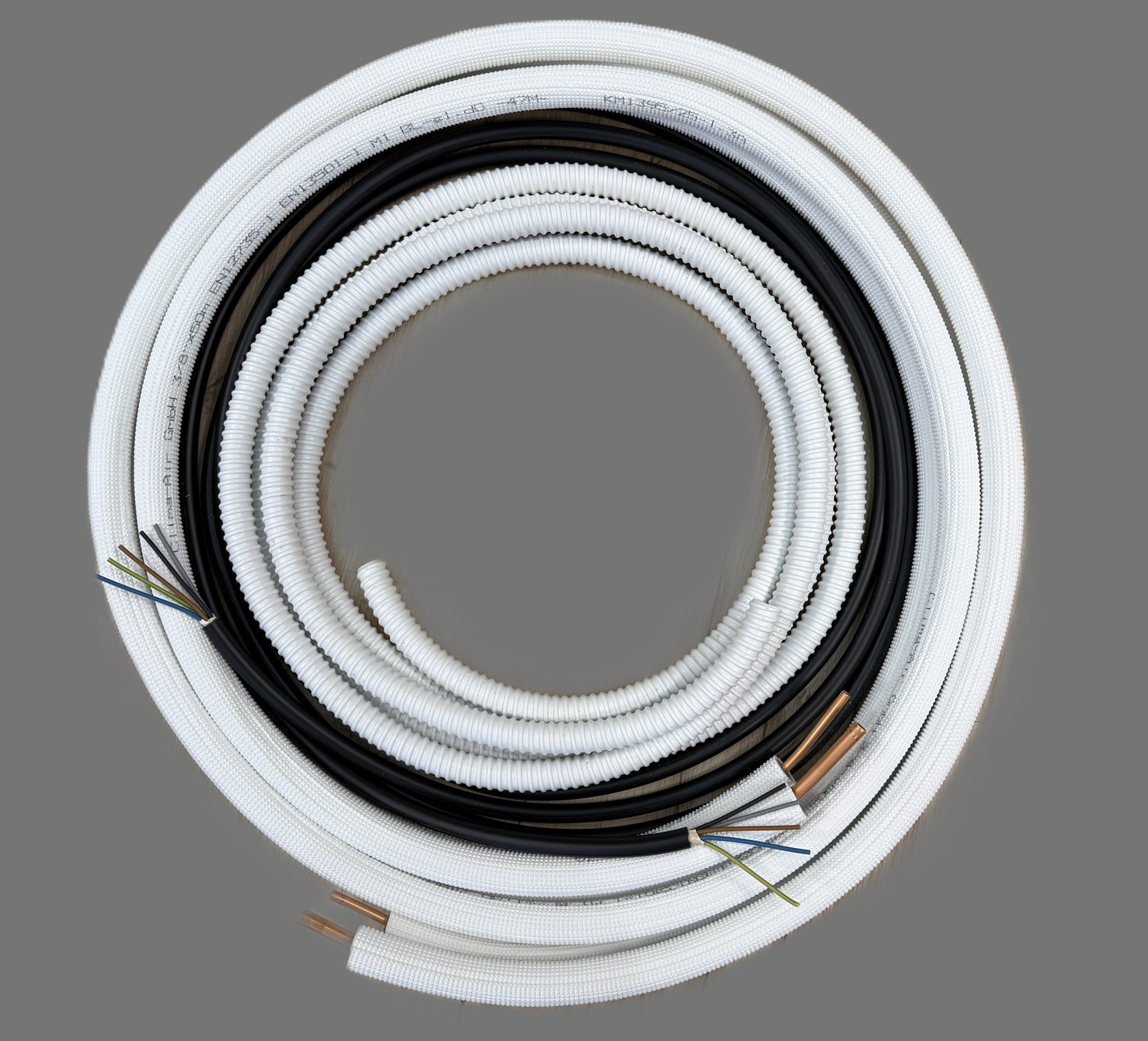 Kältemittelleitung Montage Set 1 - 50m 1/4"+3/8" isoliertes Kupferrohr + Elektrokabel + Schlauch