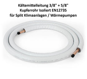 Kältemittelleitung 25m 3/8" + 5/8" Kupferrohr Isoliert für Klimaanlage & Wärmepumpe