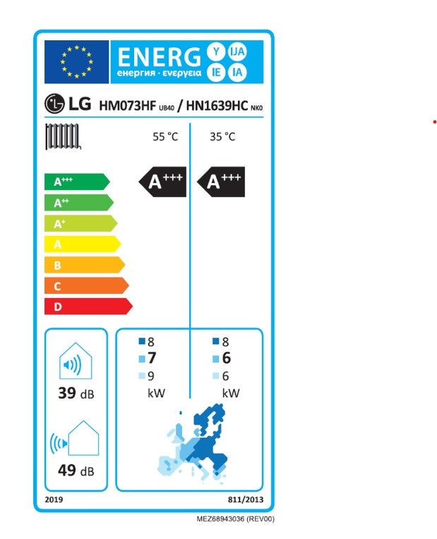 LG Air-to-Water Heat Pump THERMA V R290 Monoblock 7kW - HM073HF.UB40 with Hydrobox