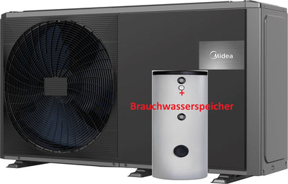 Midea MHC-V8WD2N7-E30 8kW monoblock heat pump R290 - buffer tank - domestic hot water tank