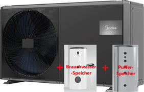 Midea MHC-V8WD2N7-E30 8kW monoblock heat pump R290 - buffer tank - domestic hot water tank