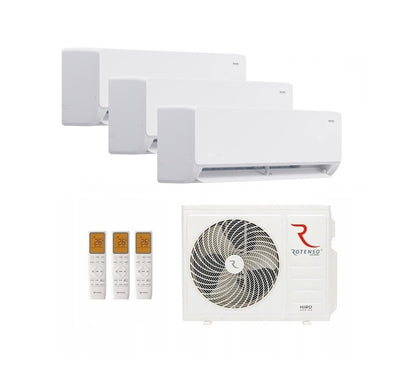 Klimaanlage Rotenso Roni 3x 2,6kW 9000BTU - Multi-Split Wandgeräte-Set Digital Inverter WiFi A++