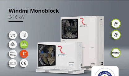 Rotenso Windmi Wärmepumpe Monoblock Luft-Wasser 12KW WIM120X3 BAFA Wifi A+++, Heizen Kühlen