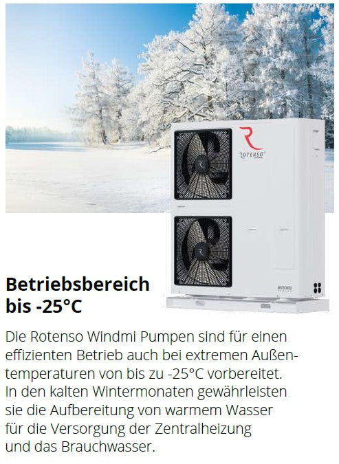 Rotenso Windmi Wärmepumpe Monoblock Luft-Wasser 12KW WIM120X3 BAFA Wifi A+++, Heizen Kühlen