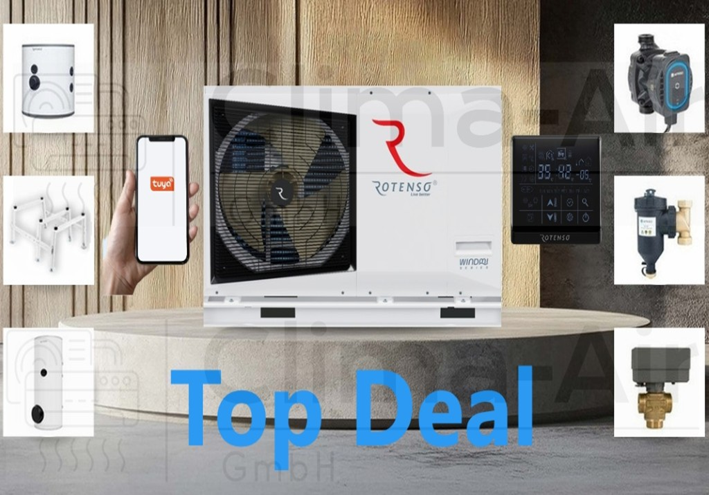 Rotenso Windmi Wärmepumpe Monoblock Luft-Wasser 10kW WIM100X1 BAFA - Komplett-Set