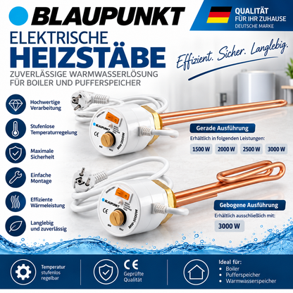 Blaupunkt Heizstab Heizpatrone Elektro 1,5 2,0 2,5 3KW für Pufferspeicher & Wasserspeicher