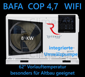 Rotenso Windmi  WIM80X1 Wärmepumpe Monoblock Luft-Wasser 8KW BAFA Wifi A+++, Heizen Kühlen