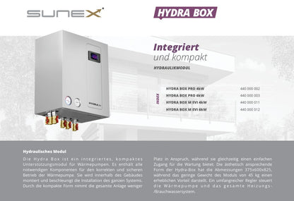 Sunex hydraulic module for monoblock heat pumps - Hydra Box M EVI 4kW electric heating element