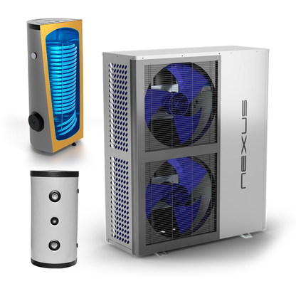 Monoblock Wärmepumpe 18 kW Sunex NEXUS M18 EVI Set mit 300 L Warmwasser und 100 L Pufferspeicher