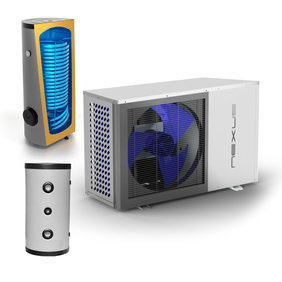 Monoblock Wärmepumpe 13 kW Sunex NEXUS M13 EVI Set mit 300 L Warmwasser und 100 L Pufferspeicher